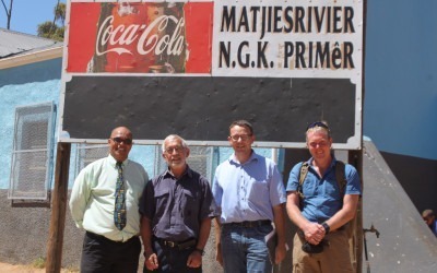 Prof Nic Beukes and his team visiting Matjiesrivier Primary school